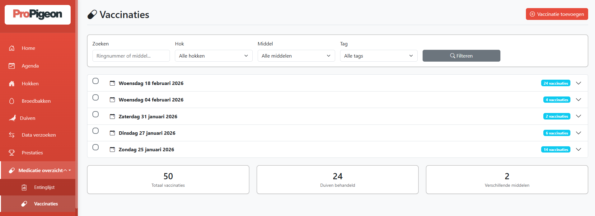 Screenshot vaccinaties